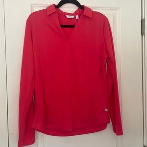 Lady Hagen long sleeve polo shirt. Dark Coral size L. New with tags.